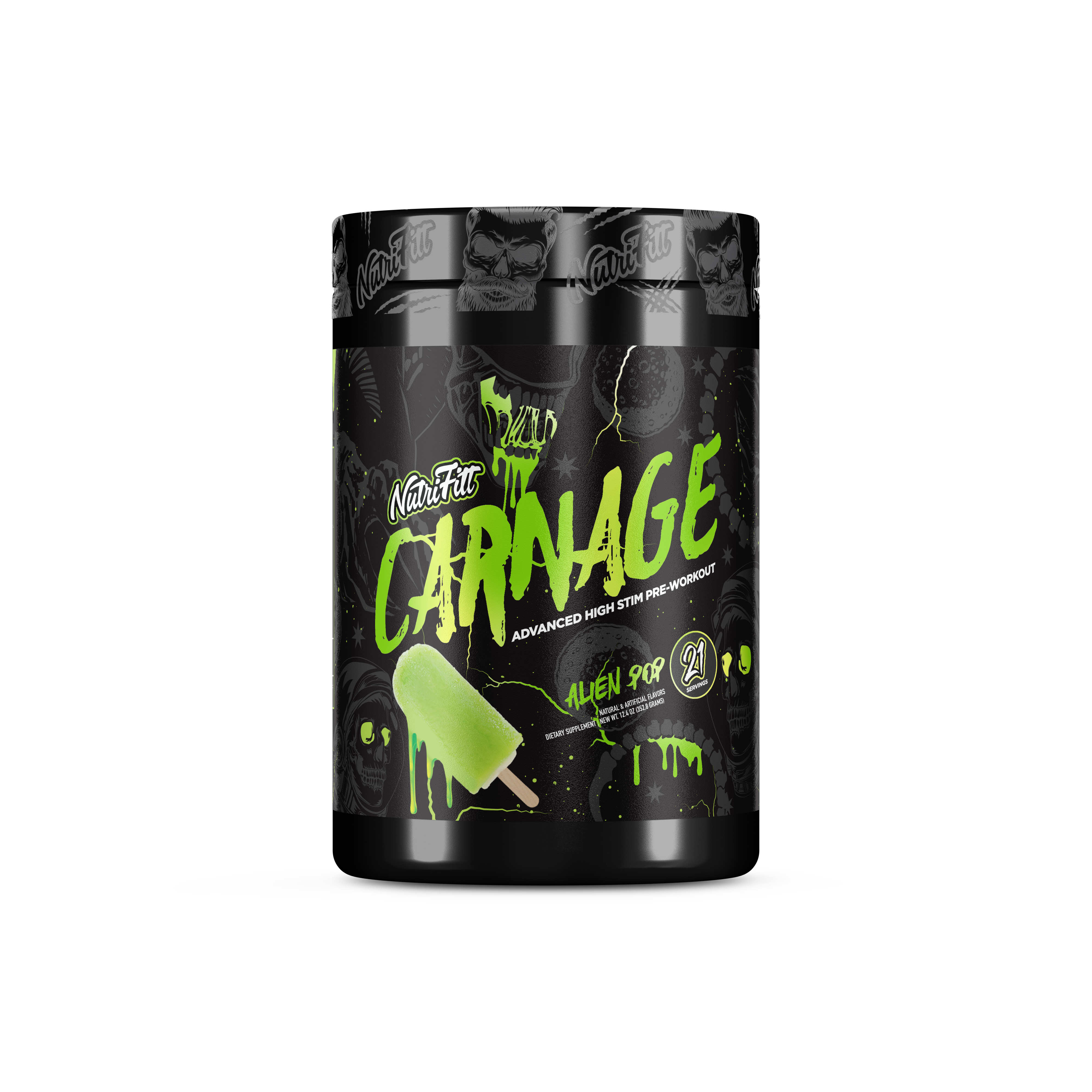 nutrifitt carnage advanced high stim pre workout alien pop