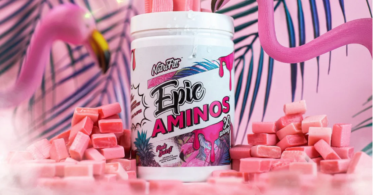 Aesthetic image of NutriFitt's top pick for the best preworkout for women - Epic Aminos.