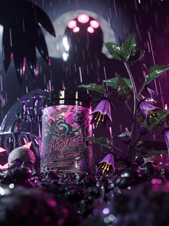 Symbiote Deadly Nightshade tub in a rainy graveyard with nightshade flowers