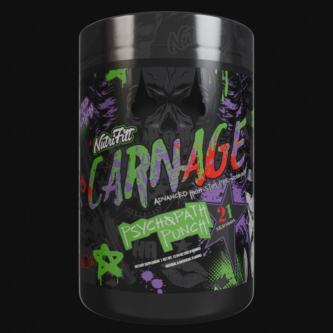 nutrifitt carnage advanced high stim pre workout psychopath punch clip