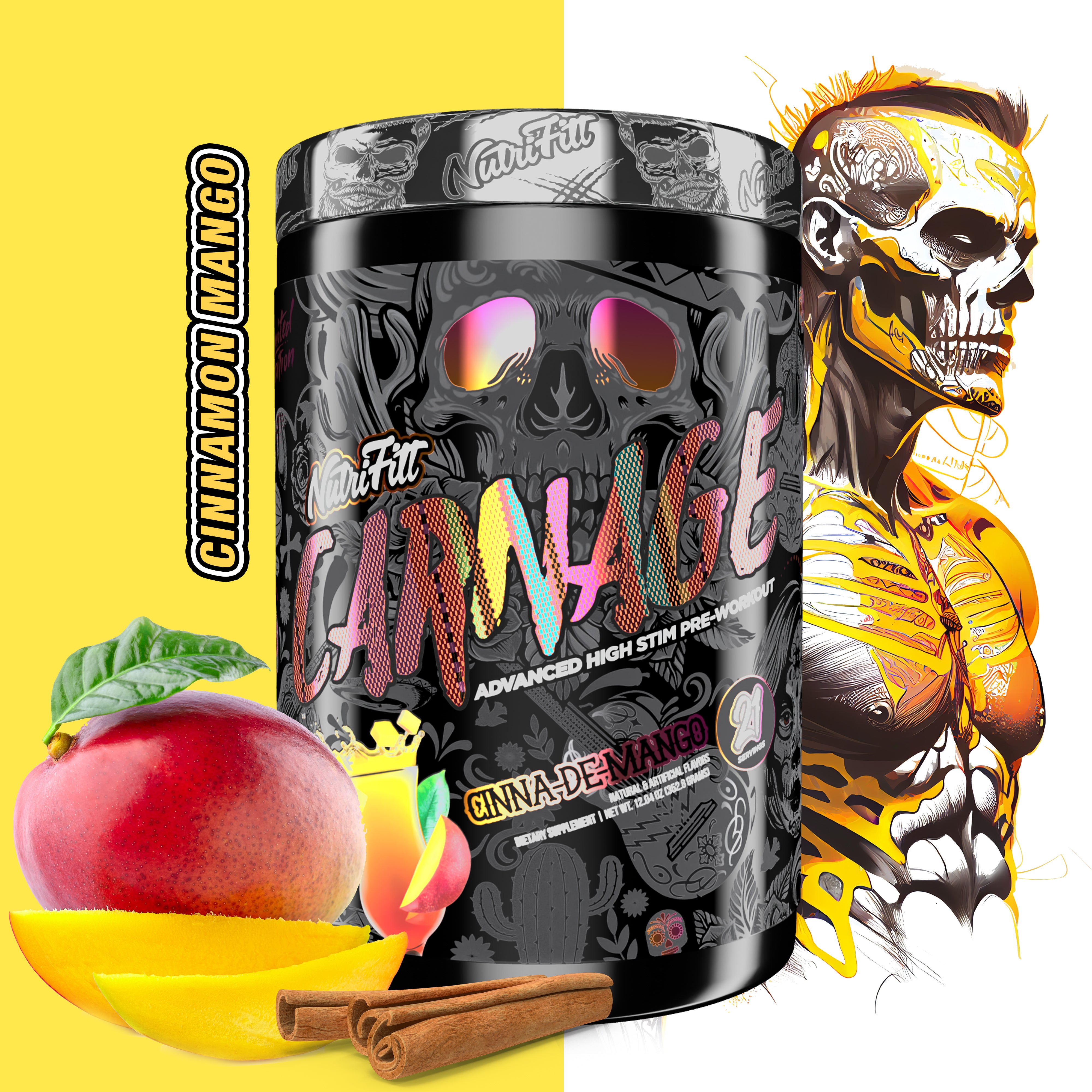 nutrifitt carnage advanced high stim pre workout cinna de mango
